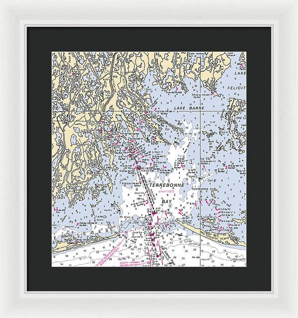 Terrebonne Bay-louisiana Nautical Chart - Framed Print