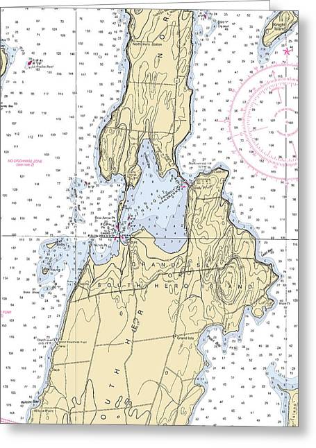 The Gut-lake Champlain  Nautical Chart - Greeting Card