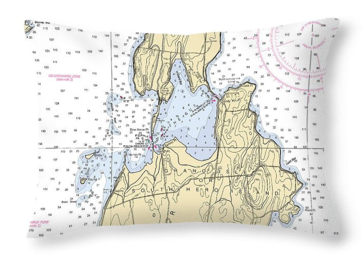 The Gut-lake Champlain  Nautical Chart - Throw Pillow