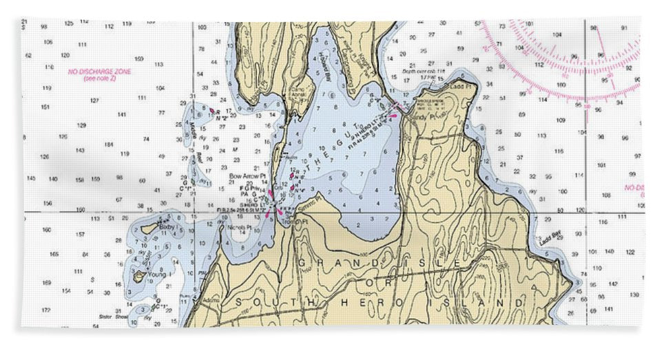 The Gut Lake Champlain  Nautical Chart Bath Towel