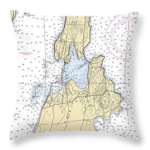 The Gut-lake Champlain  Nautical Chart - Throw Pillow