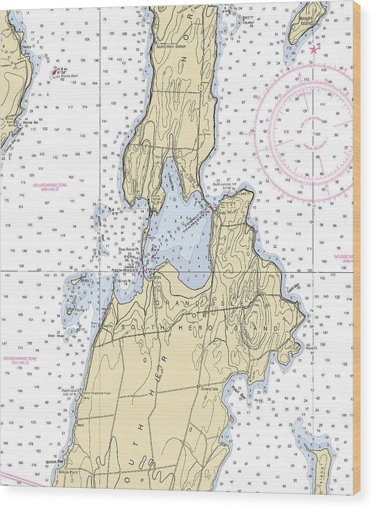 The Gut-Lake Champlain  Nautical Chart Wood Print