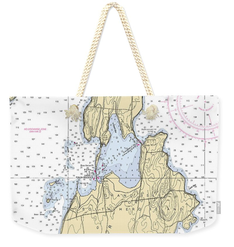 The Gut-lake Champlain  Nautical Chart - Weekender Tote Bag