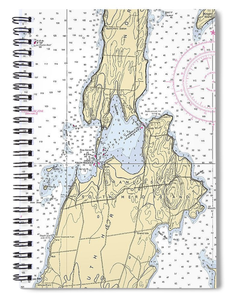 The Gut Lake Champlain  Nautical Chart Spiral Notebook