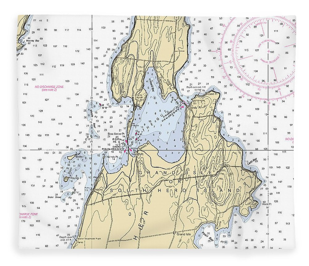 The Gut Lake Champlain  Nautical Chart Blanket