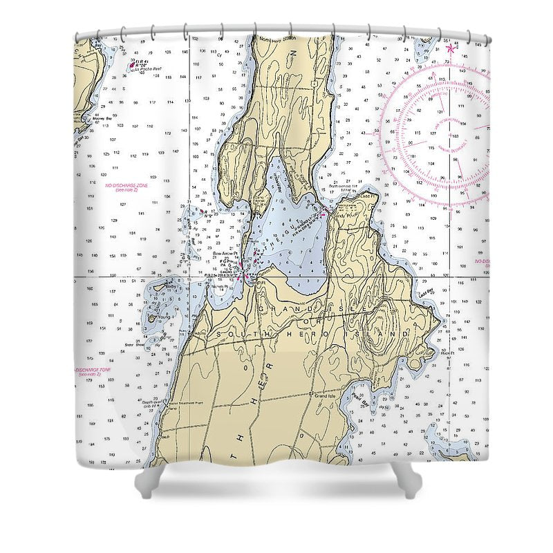 The Gut Lake Champlain  Nautical Chart Shower Curtain