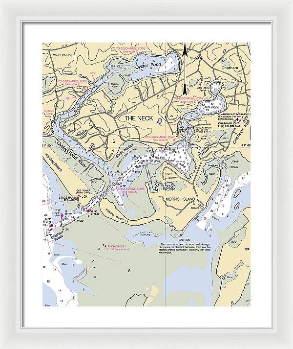 The Neck-massachusetts Nautical Chart - Framed Print