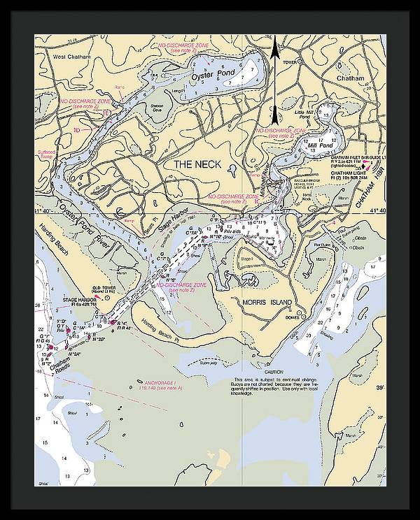 The Neck-massachusetts Nautical Chart - Framed Print