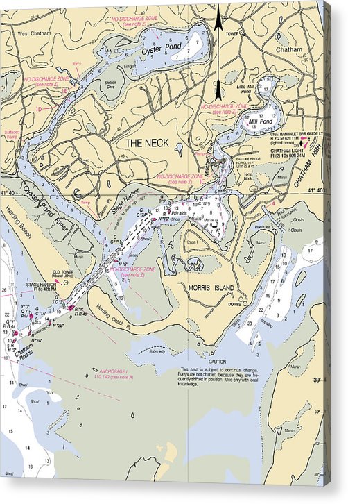 The Neck-Massachusetts Nautical Chart  Acrylic Print