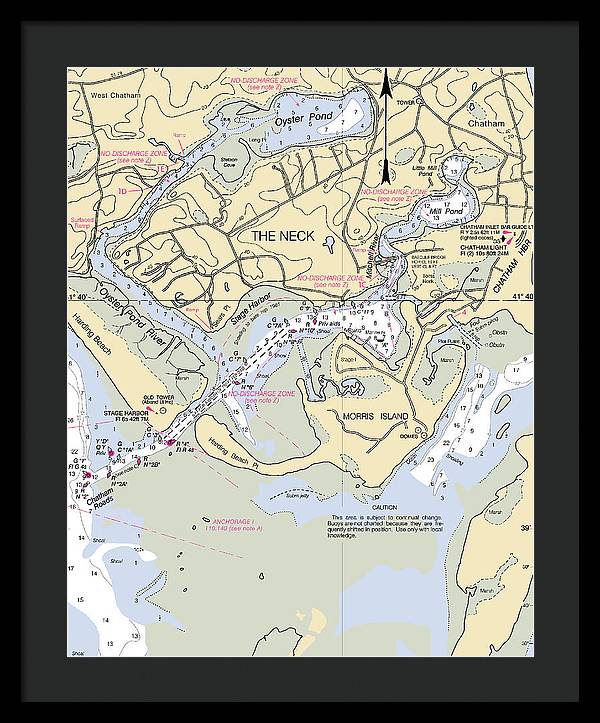 The Neck-massachusetts Nautical Chart - Framed Print