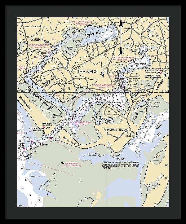 The Neck-massachusetts Nautical Chart - Framed Print