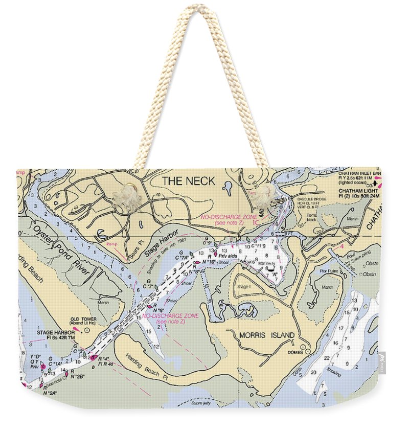 The Neck-massachusetts Nautical Chart - Weekender Tote Bag