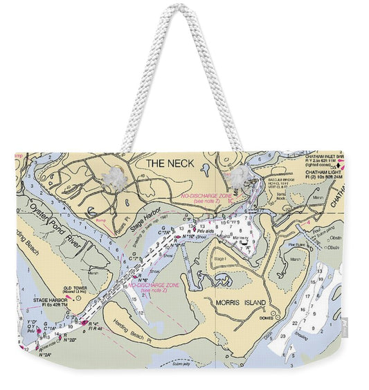 The Neck-massachusetts Nautical Chart - Weekender Tote Bag
