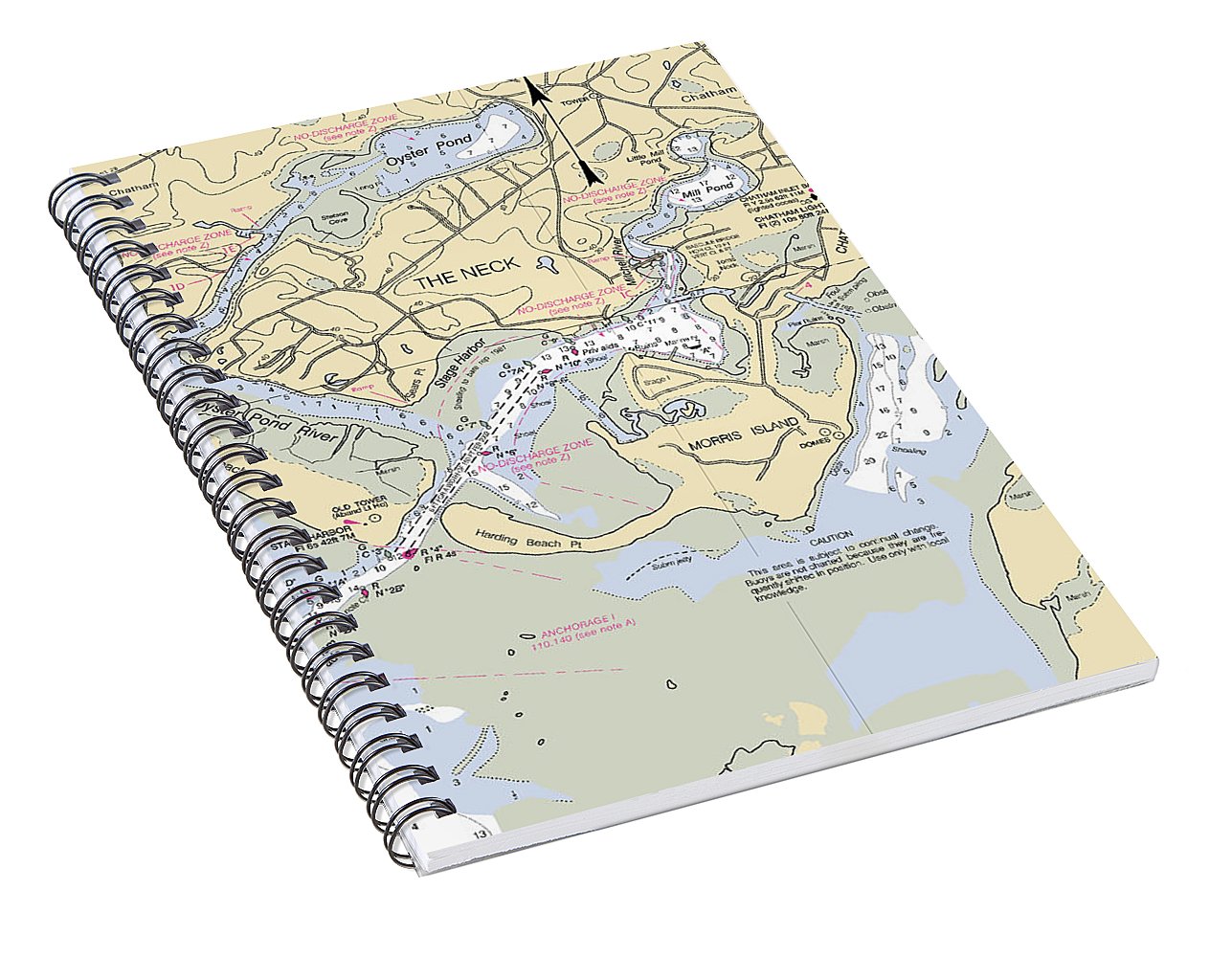 The Neck-massachusetts Nautical Chart - Spiral Notebook