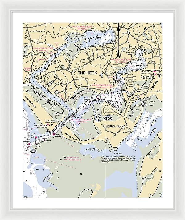 The Neck-massachusetts Nautical Chart - Framed Print