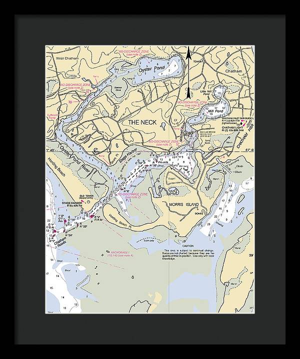 The Neck-massachusetts Nautical Chart - Framed Print