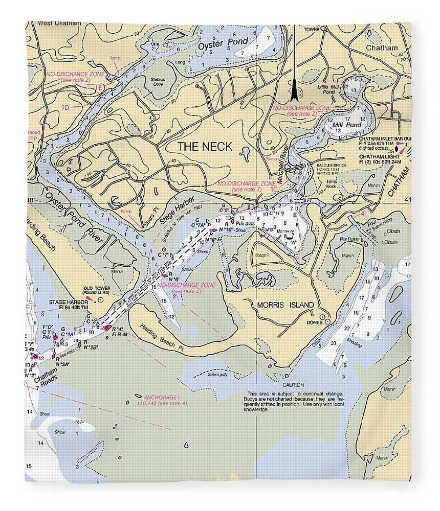 The Neck Massachusetts Nautical Chart Blanket