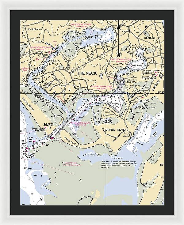 The Neck-massachusetts Nautical Chart - Framed Print