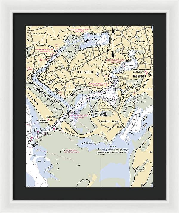 The Neck-massachusetts Nautical Chart - Framed Print