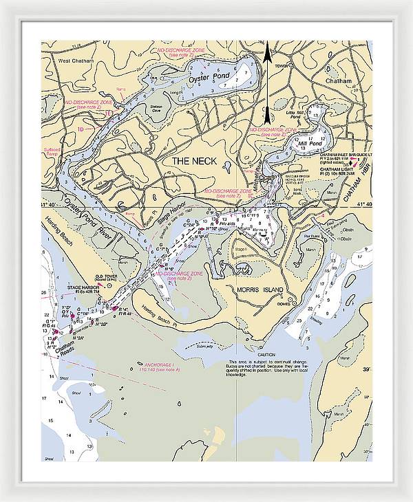 The Neck-massachusetts Nautical Chart - Framed Print