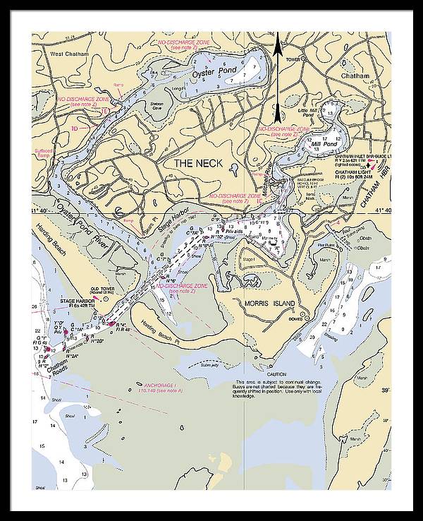 The Neck-massachusetts Nautical Chart - Framed Print