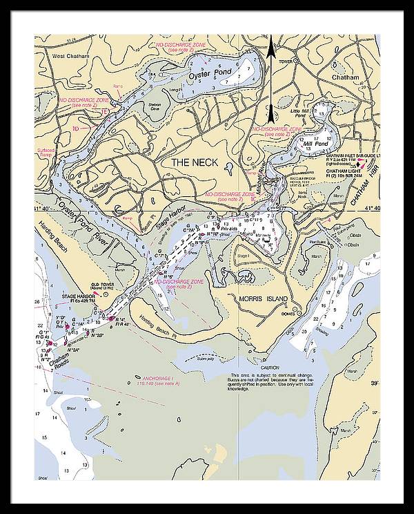 The Neck-massachusetts Nautical Chart - Framed Print