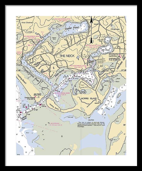 The Neck-massachusetts Nautical Chart - Framed Print