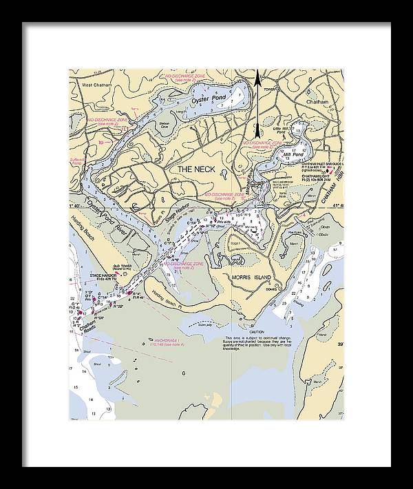 The Neck-massachusetts Nautical Chart - Framed Print