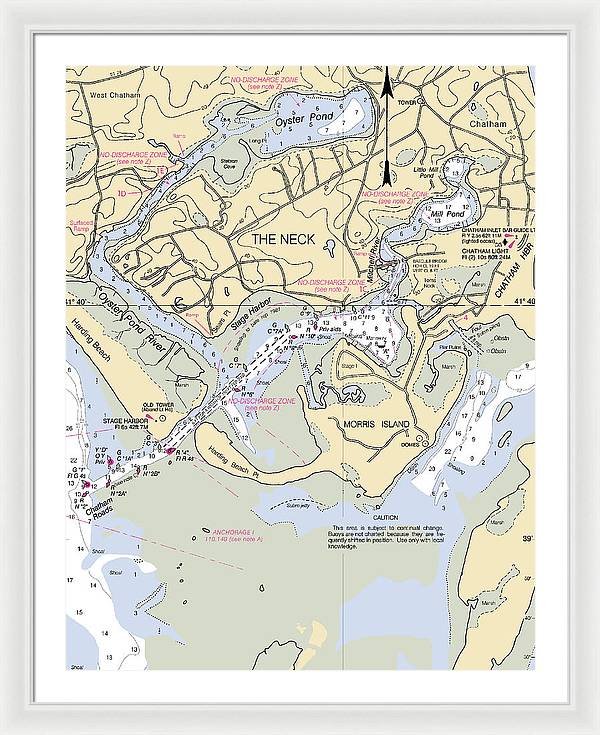 The Neck-massachusetts Nautical Chart - Framed Print