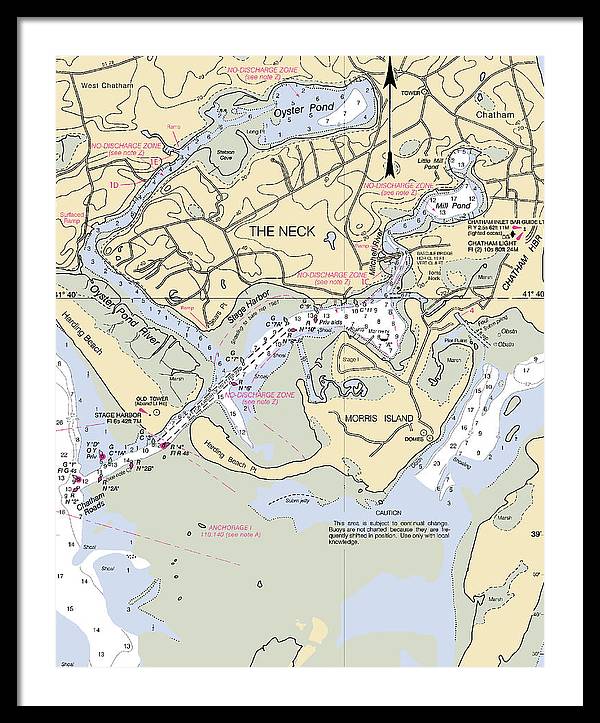 The Neck-massachusetts Nautical Chart - Framed Print