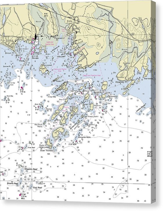 Thimble Islands Connecticut Nautical Chart Canvas Print