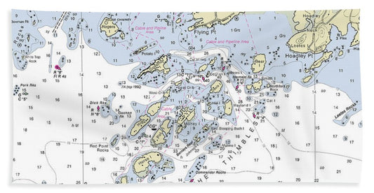 Thimble Islands Connecticut Nautical Chart Bath Towel