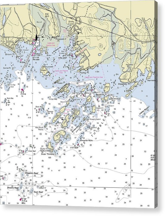 Thimble Islands Connecticut Nautical Chart  Acrylic Print