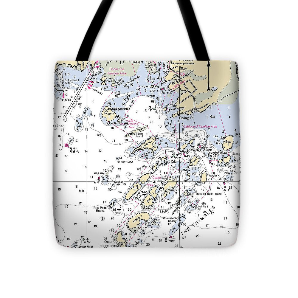 Thimble Islands -connecticut Nautical Chart _v2 - Tote Bag