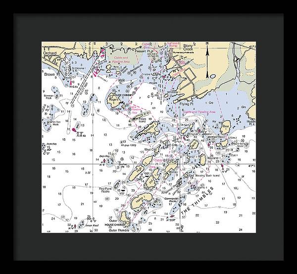 Thimble Islands -connecticut Nautical Chart _v2 - Framed Print