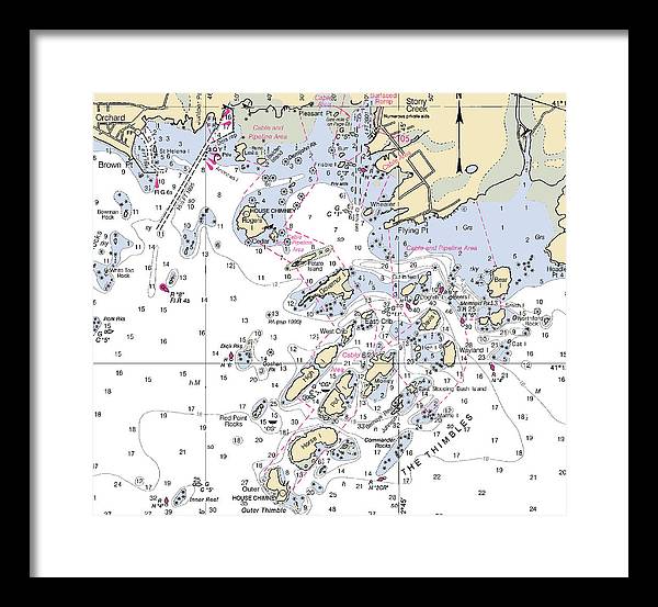 Thimble Islands -connecticut Nautical Chart _v2 - Framed Print