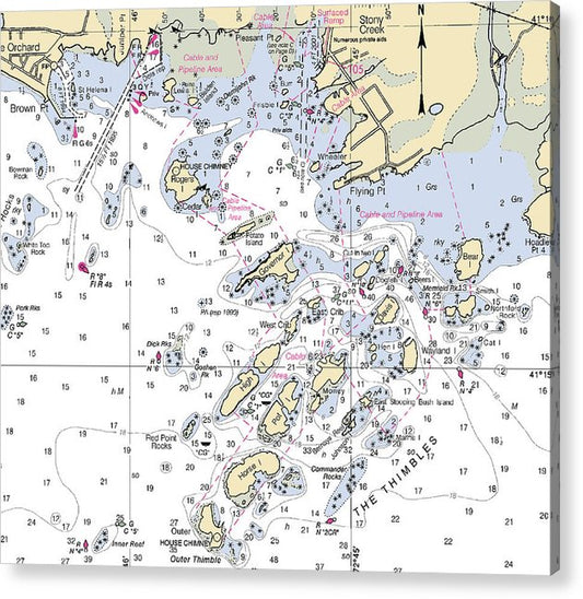 Thimble Islands -Connecticut Nautical Chart _V2  Acrylic Print