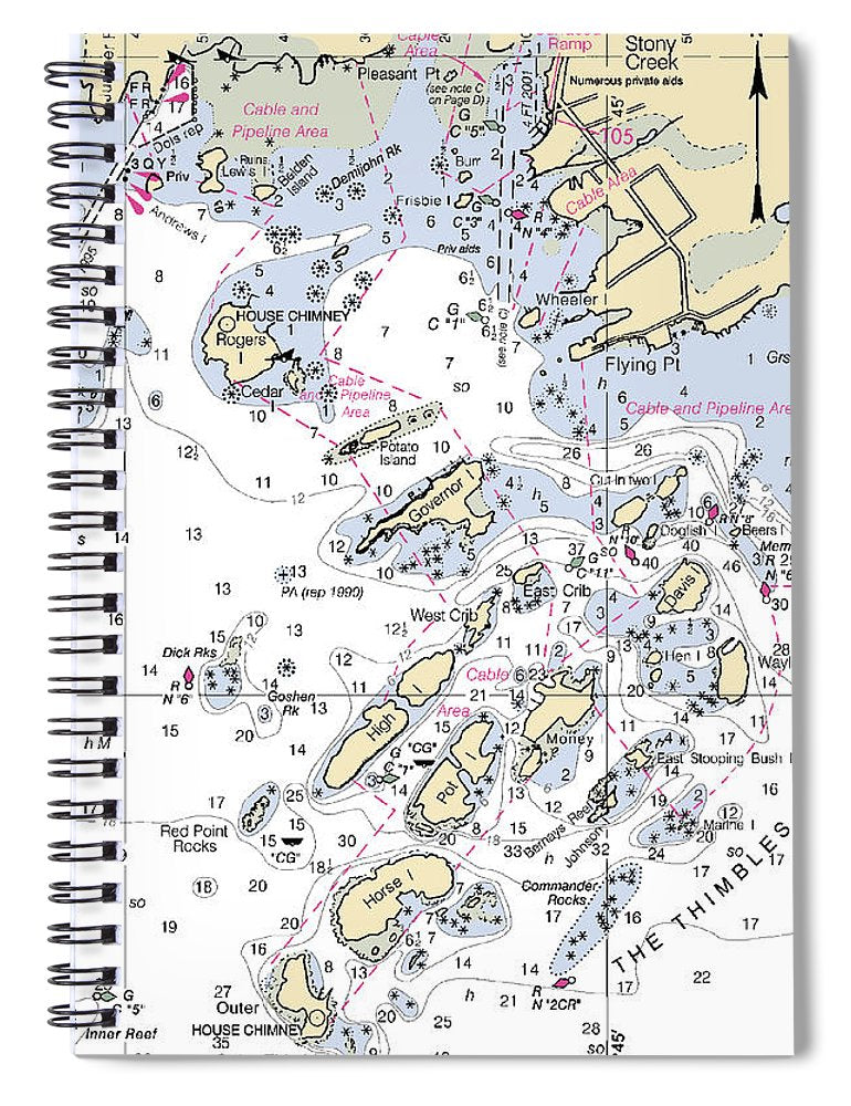 Thimble Islands  Connecticut Nautical Chart _V2 Spiral Notebook