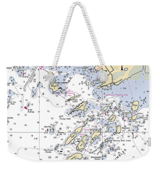 Thimble Islands -connecticut Nautical Chart _v2 - Weekender Tote Bag