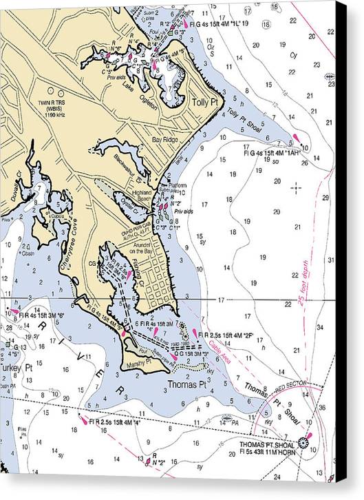 Thomas Point-maryland Nautical Chart - Canvas Print