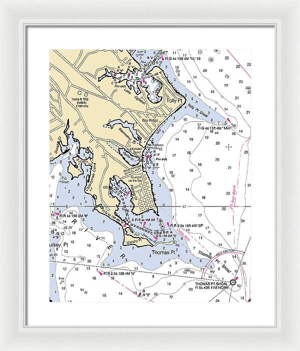 Thomas Point-maryland Nautical Chart - Framed Print