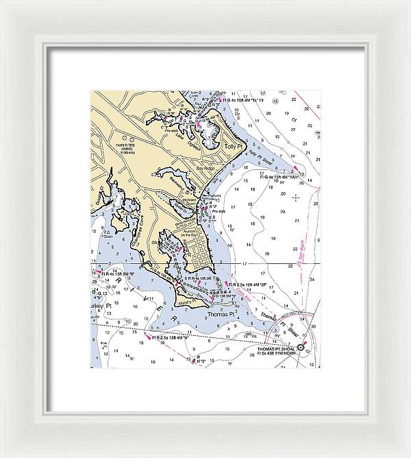 Thomas Point-maryland Nautical Chart - Framed Print