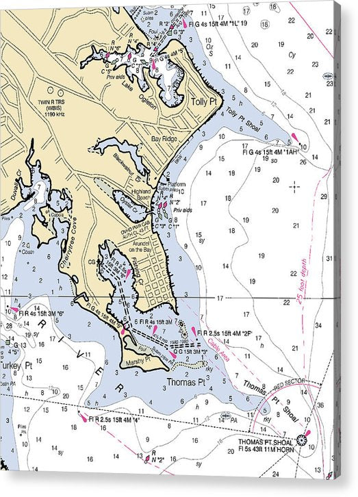 Thomas Point-Maryland Nautical Chart  Acrylic Print