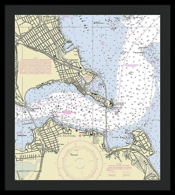 Throgs Neck New York Nautical Chart - Framed Print