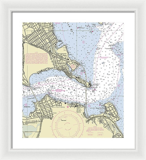 Throgs Neck New York Nautical Chart - Framed Print