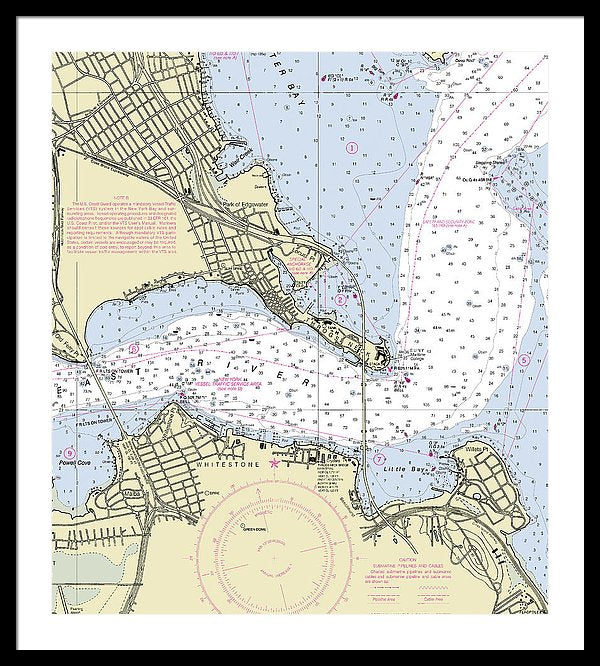 Throgs Neck New York Nautical Chart - Framed Print