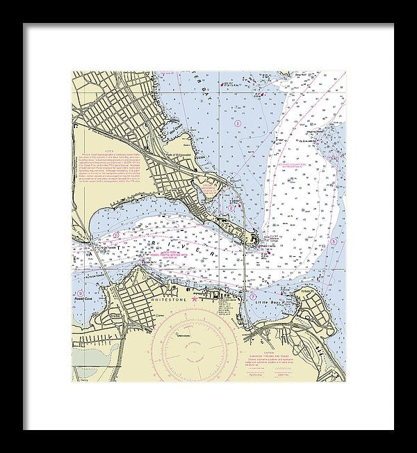 Throgs Neck New York Nautical Chart - Framed Print