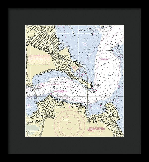 Throgs Neck New York Nautical Chart - Framed Print