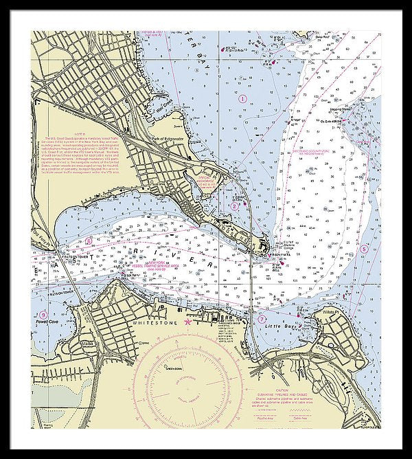 Throgs Neck New York Nautical Chart - Framed Print