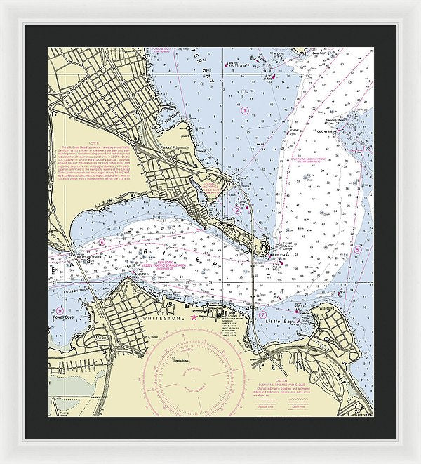 Throgs Neck New York Nautical Chart - Framed Print